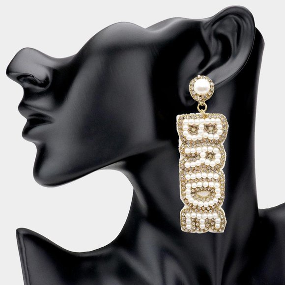 Jewelry - Beaded Bride Dangling Earrings, Beaded Earrings for Bride, Wedding Day Earrings